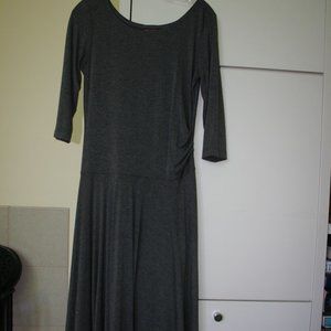 BARBARA LESSER Size M Drop Waist Dress in Medium Grey Shorter Front/Longer Back